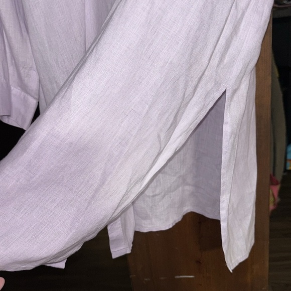 XL 100% Linen Lavender Tunic button up long sleeve J JILL love linen Fall - Picture 3 of 6